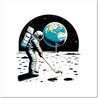 Golf Novelty Funny Astronaut Golfing Funny Golf Posters and Art